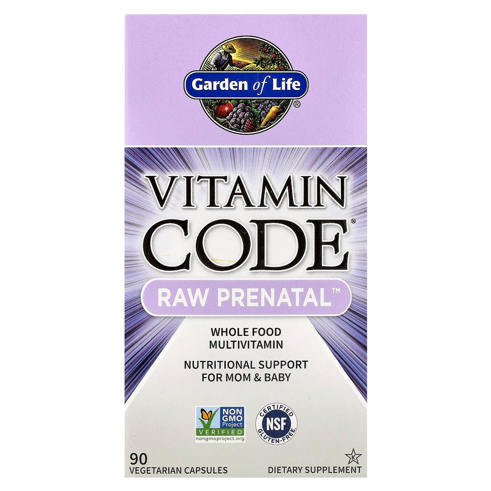Garden of Life, Vitamin Code, RAW Prenatal, 90 вегетарианских капсул