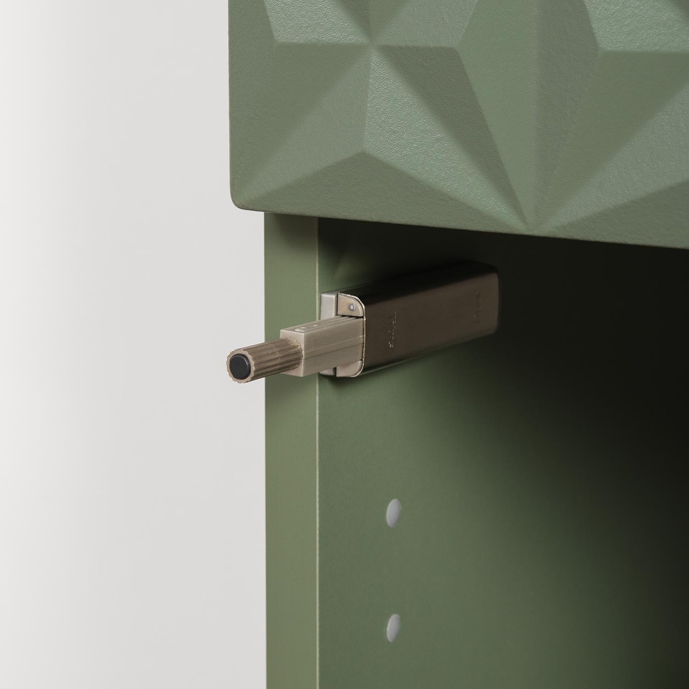 Марион шкаф-витрина 16.397.01 Дымчатый зеленый / Олива шагрень