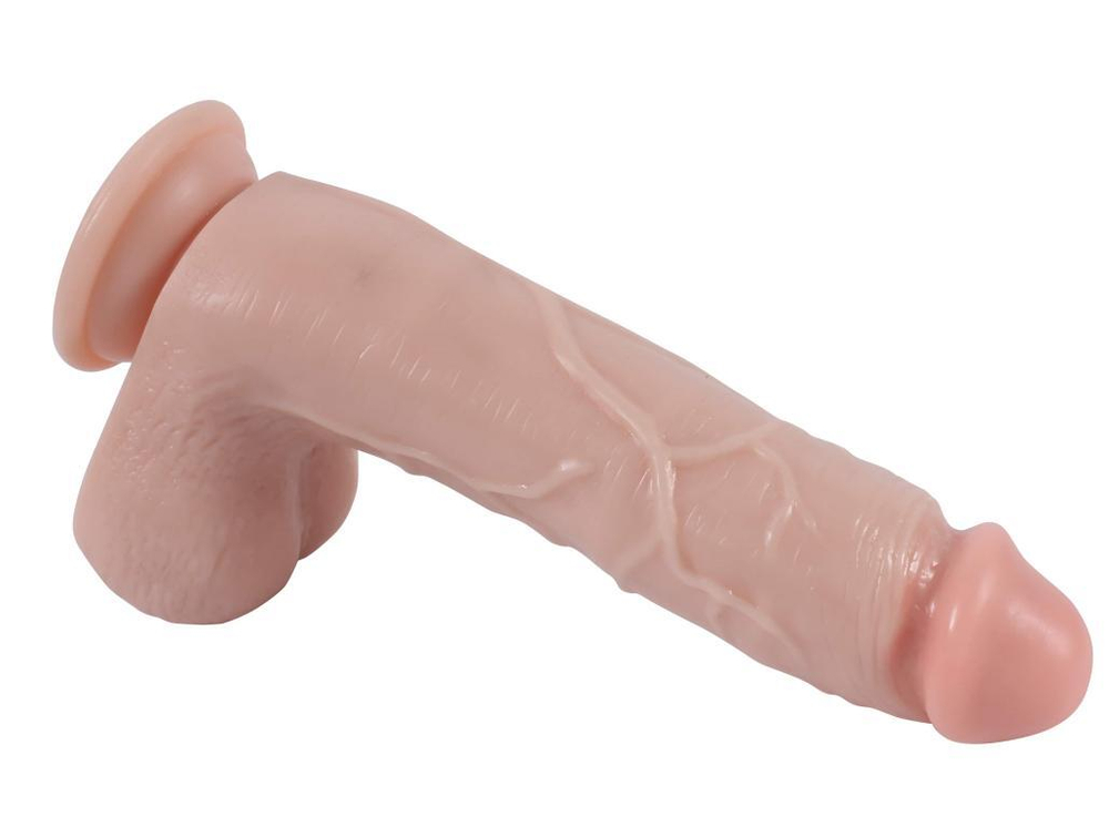 Реалистичный фаллоимитатор REAL с мошонкой на присоске, PVC, 16 x 4,5 см.