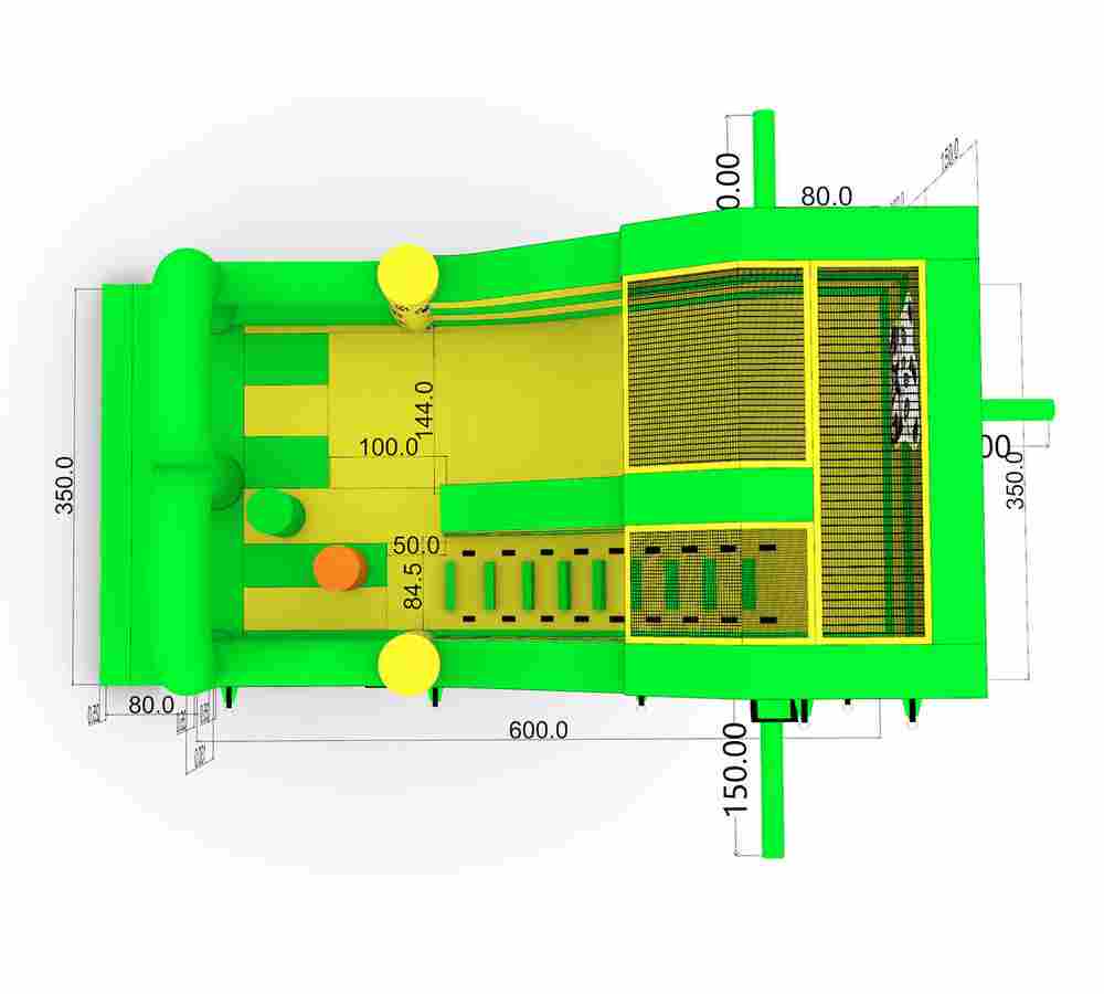Коммерческий надувной батут «Панды в джунглях», 6×3,5×3,5 м