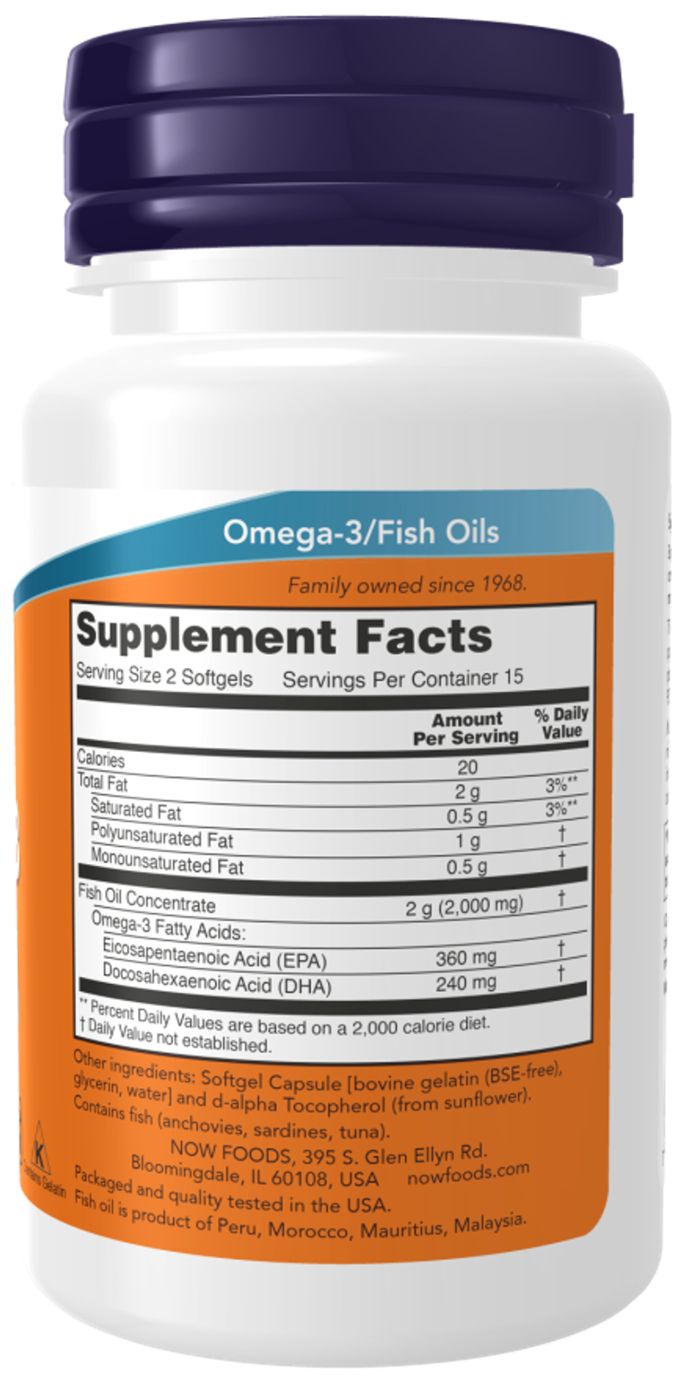 Omega-3 Fish Oil 30 капсул Now Foods
