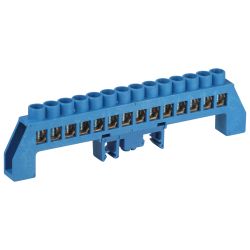 Шина ЭРА NO-224-113 N ноль в комбинированном изоляторе на DIN-рейку ШНИ-8х12-14-Д-синий | Шины N, PE, PEN