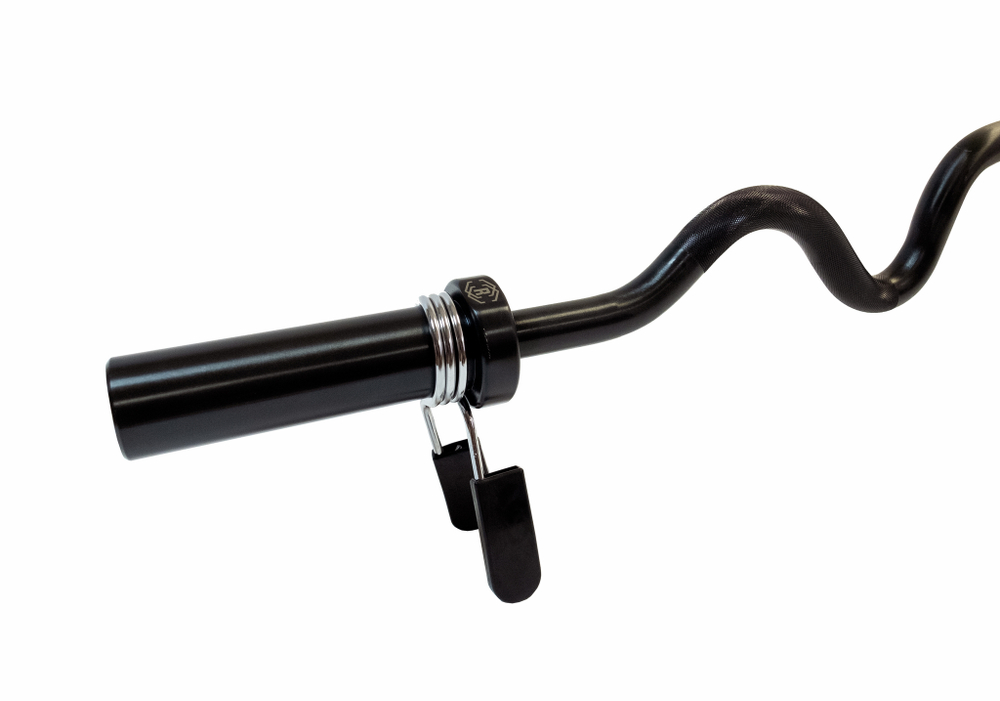 Гриф олимпийский сильноизогнутый черный 47" REBEL с замками