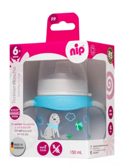 Бутылочка тренировочная пластиковая с соской силикон Nip для мальчиков 150 мл с 6 месяцев