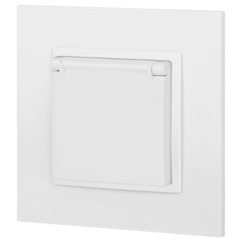 Розетка ЭРА Elegance 14-2103-01М с заземлением 2P+E Schuko со шторками с крышкой 16А-250В белый матовый