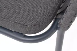 "Бордо" стул плетеный из роупа, каркас алюминий темно-серый (RAL7024) муар, роуп серый 15мм, ткань темно-серая 027