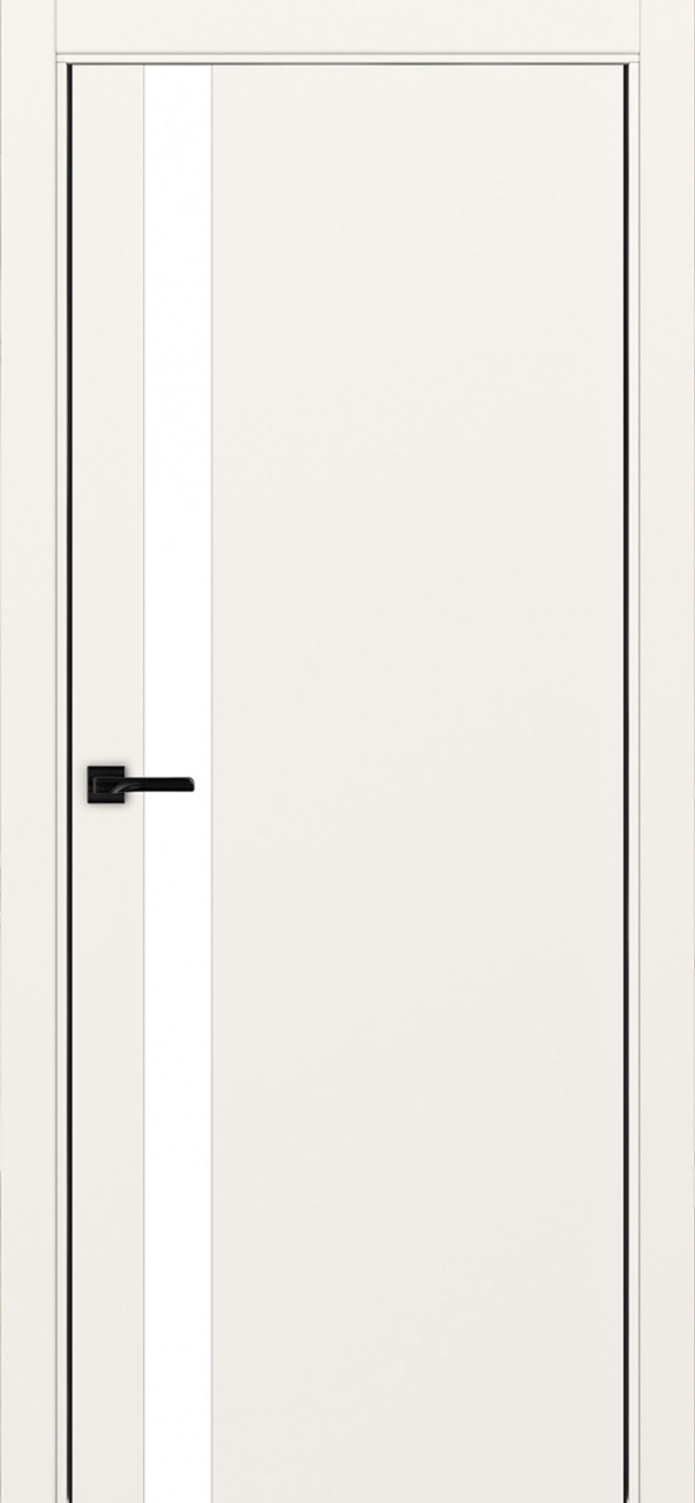 Межкомнатная дверь Optima Porte НЕАПОЛЬ 211 Белое стекло, Алюминиевая кромка SB (матовый чёрный) с 2-х сторон