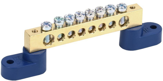 Шина N "ноль" на двух угловых изоляторах ШНИ-8х12-8-У2-С IEK