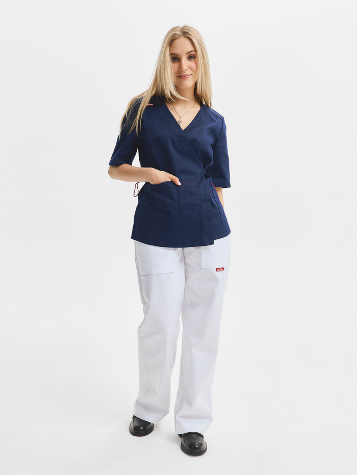 Топ с запахом медицинский женский Йошо, нэви хлопок OLD