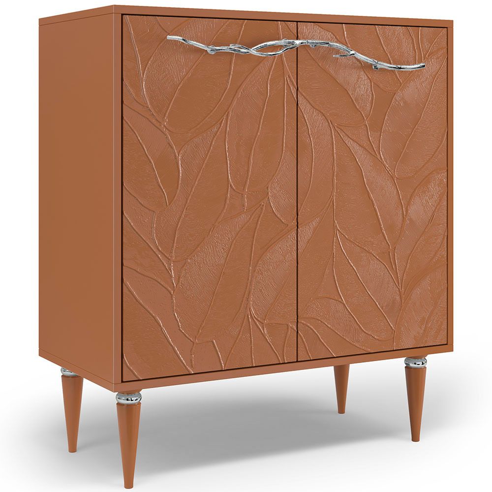 Комод Арт Колор leaves Классик Сильвер с 2 полками Томленый оранжевый