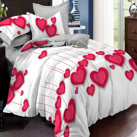 Комплект постельного белья "ВЛ. СЕРДЦЕ КРАСНОЕ", поплин, 100% хлопок, Россия.