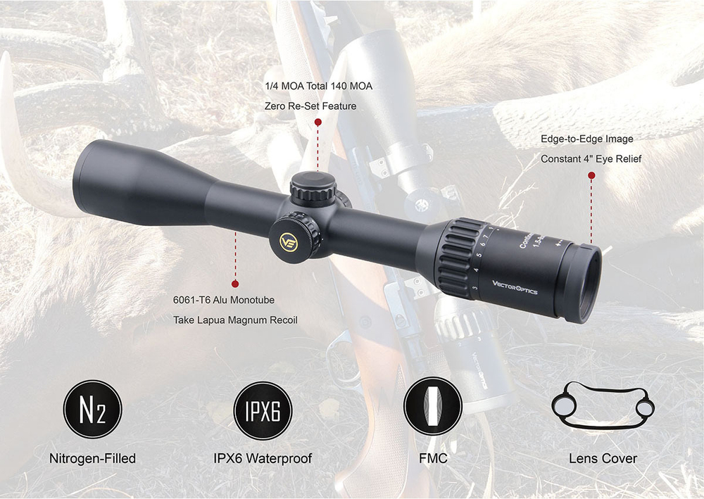 Оптический прицел Vector Optics Continental 1,5-9x42 Hunting, сетка L4a, 30 мм, азотозаполненный, с подсветкой (SCOM-23P)