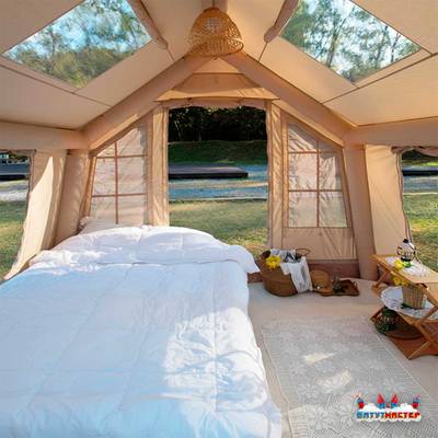 Пневмокаркасная палатка «Летний Уют» 3,2×2,5×2,2 м — семейная, кемпинговая из ПВХ