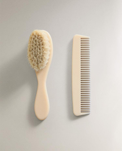 ZARA HOME НАБОР ИЗ ДЕТСКОЙ ЩЕТКИ И РАСЧЕСКИ, КРЕМОВЫЙ