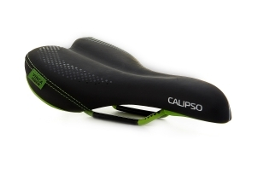 Седло Vinca Sport 258*172мм черное с зеленым, VS 04 calipco black/green