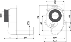 Cифон A45B для писсуара горизонтальный