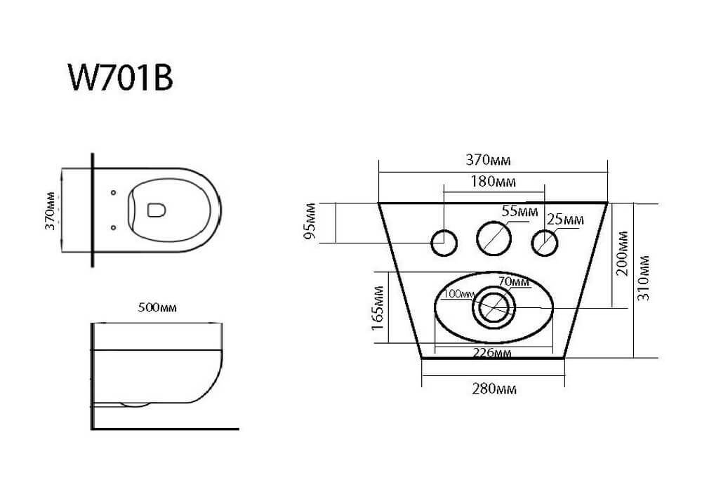 Подвесное биде B&W W-701B Fixing screw (500x390x345)