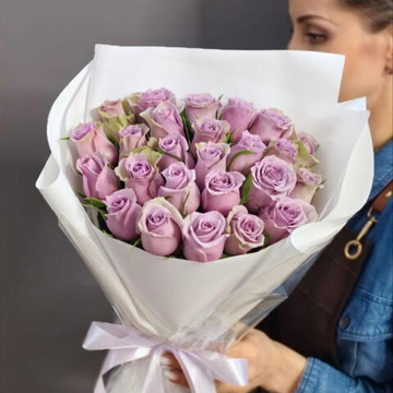 Букет из 25 сиреневых роз (Кения 40 см)