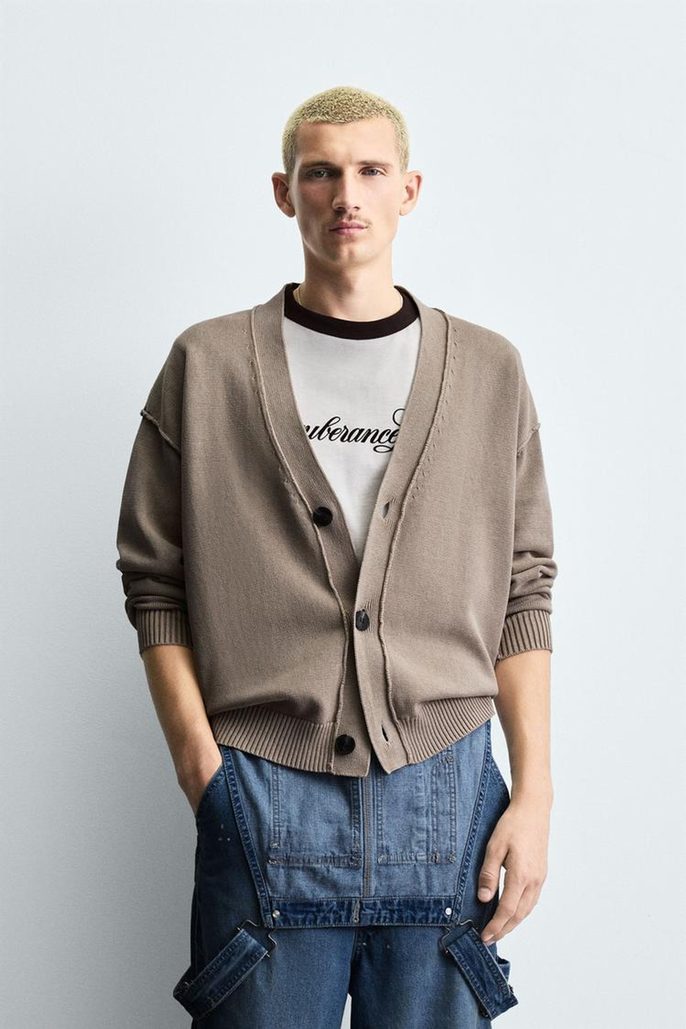 ZARA КАРДИГАН СВОБОДНОГО КРОЯ, ПЕСОЧНЫЙ