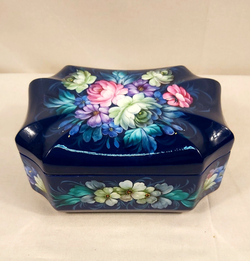 Шкатулка "Цветы на синем" с жостовской росписью