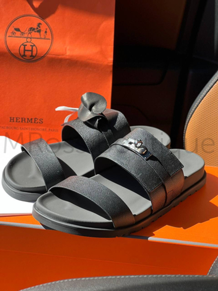 Мужские шлёпанцы Hermes Jackson черного цвета