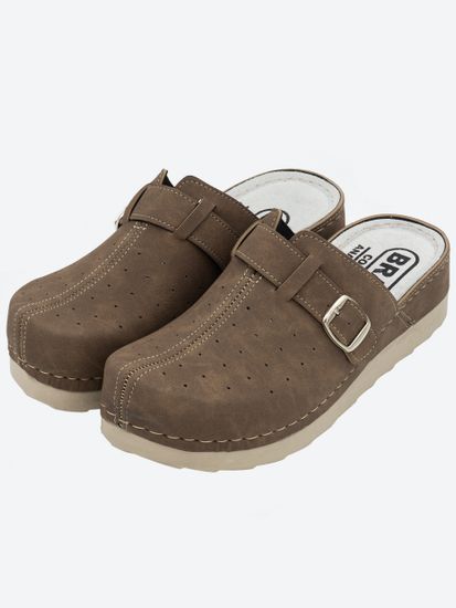 701 | "Aleksandra" | Коричневые женские медицинские сабо с закрытым носом