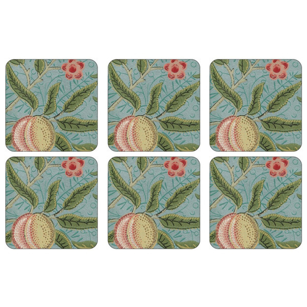 Набор подставок под горячее 6шт 10.5х10.5 Pimpernel Фрукты синий фон