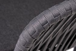"Бордо" стул плетеный из роупа, каркас алюминий темно-серый (RAL7024) шагрень, роуп серый 15мм, ткань темно-серая 027