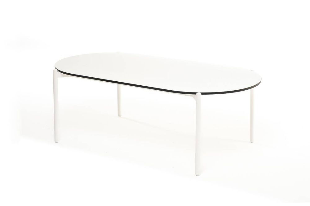 "Диего" журнальный стол из HPL 120х60 H40, каркас белый муар, цвет "молочный"