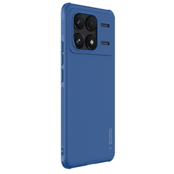 Усиленный противоударный чехол синего цвета от Nillkin для Xiaomi Poco F6 Pro, серия Super Frosted Shield Pro