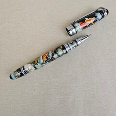 Ручка коллекционная  с ручной росписью Палех "Зимние забавы" в футляре