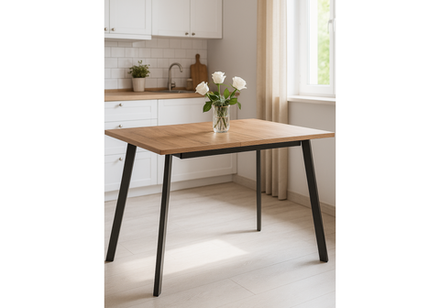 Стол деревянный Woodville Колон Лофт 120(160) х 75 черный матовый, дуб крафт золотой, ножки черные