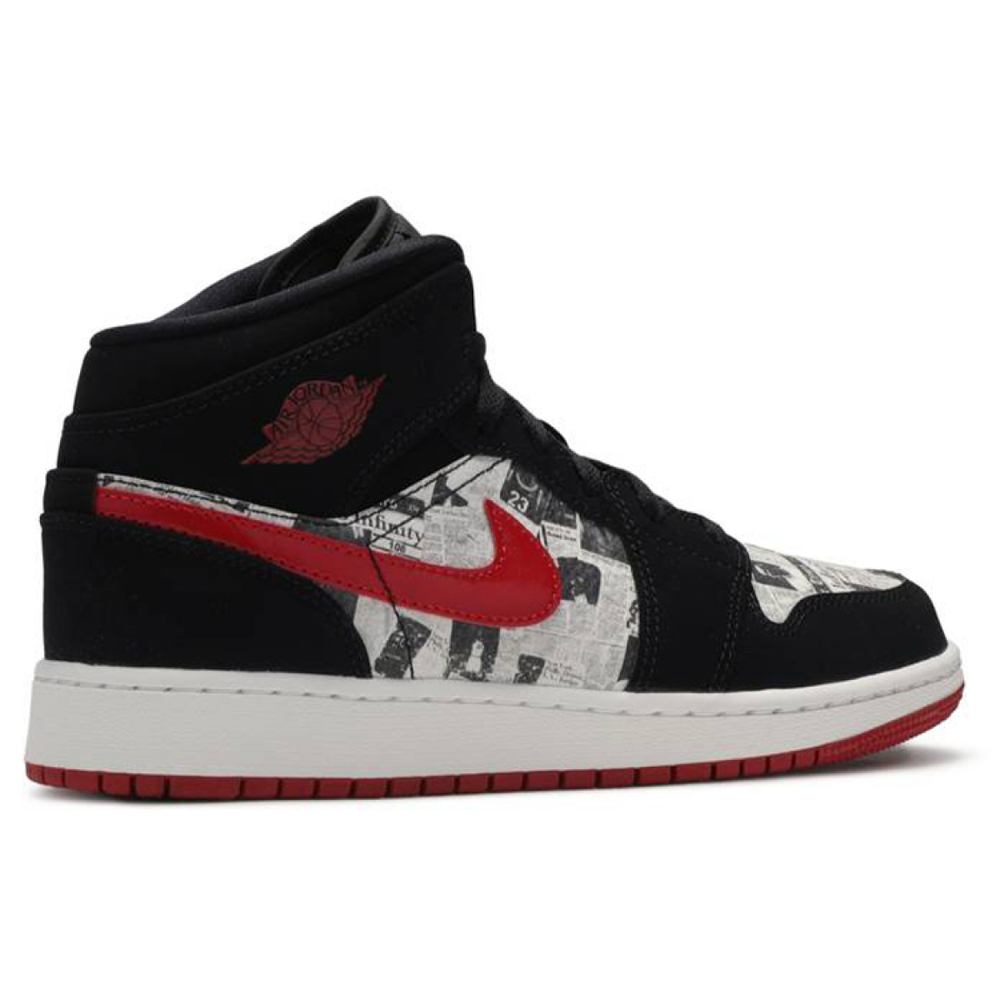 Кроссовки Air Jordan 1 Mid SE GS Newspaper Air Times