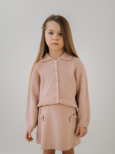 Юбка вязаная с бантиками, Пудровый