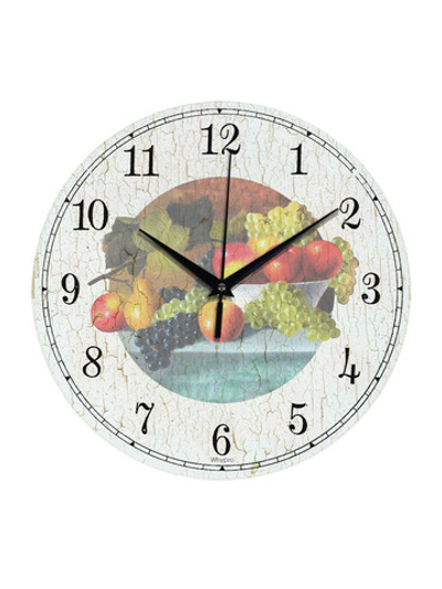 Часы настенные деревянные IDEAL "Фрукты на столе", 30 см, бесшумные Декор для дома, подарок