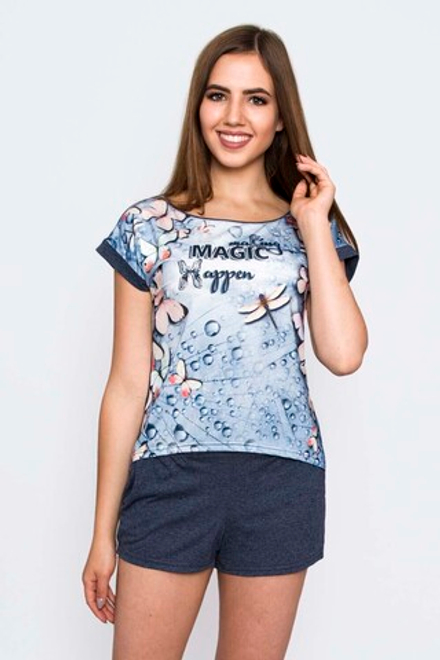 [m]Пижама женская"АКЦЕНТ" футб+шорты КЖ 0116