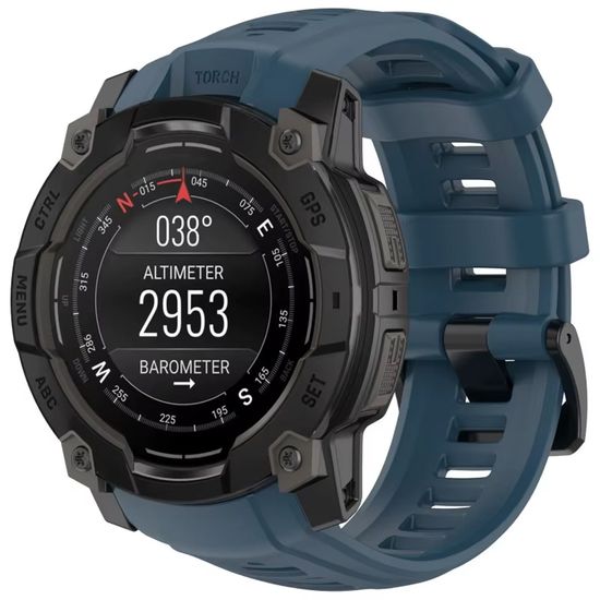 Ремешок для Garmin Instinct 3 (45) силиконовый ширина 22 мм оригинальное крепление (Синий гранит)