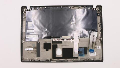 Верхняя панель с клавиатурой (топкейс) для ноутбука Lenovo ThinkPad T490s FingerPrint, черная, с подсветкой, раскладка - Nordic (02HM296)