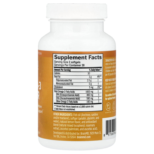BrainMD, Omega-3 Power, 60 капсул (800 мг в каждой)