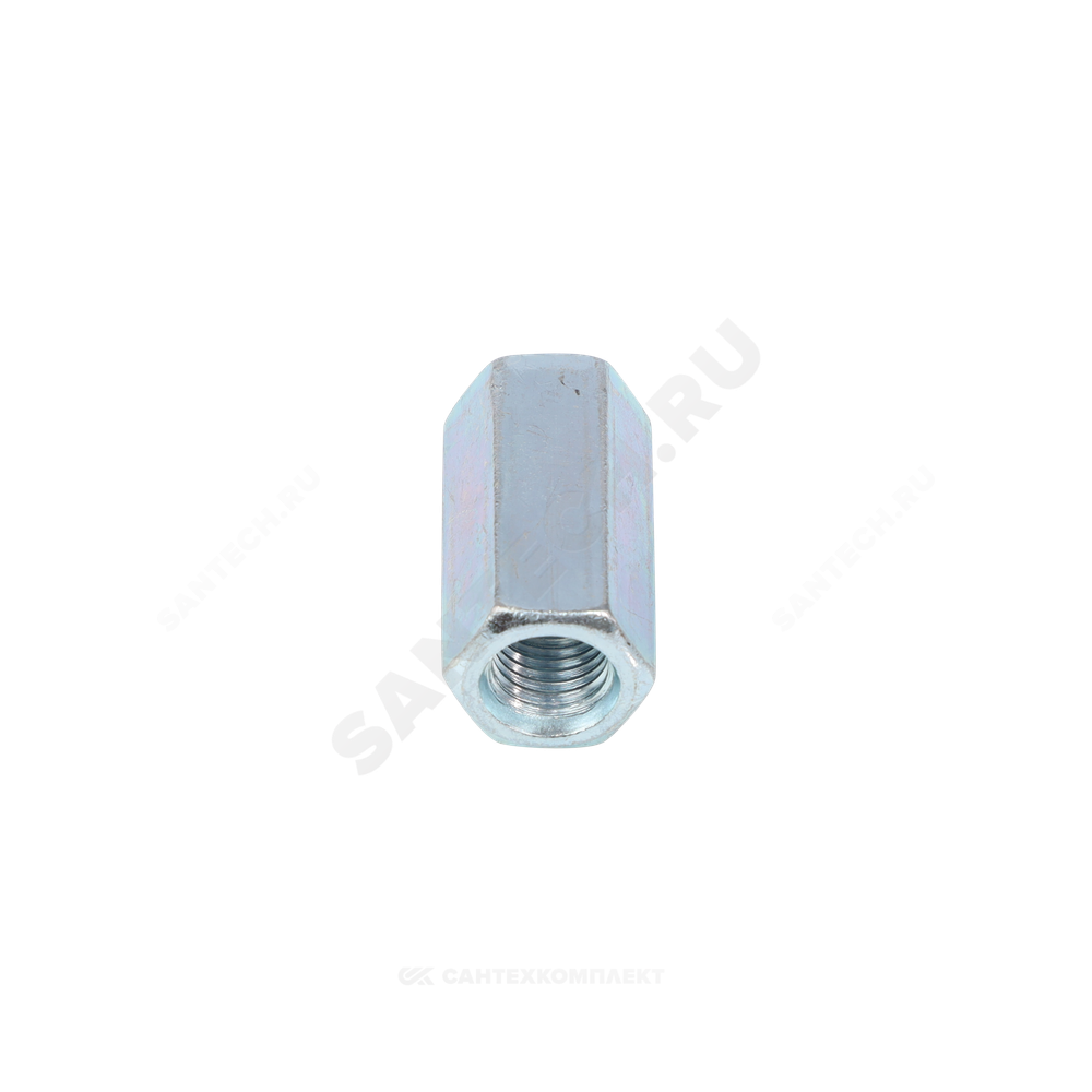 Гайка удлиненная стальная оц М10х30 к.п. 5 шестигранная DIN 6334
