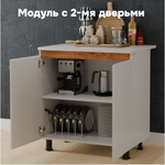 Кухня Валенсия 220 см со столешницей (7 модулей) / белый ЛДСП, массив дуба