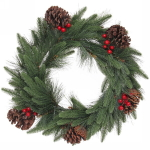 Венок хвойный новогодний «Сказочный этюд» 50 см, леска+резина, шишки, ягоды