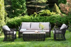 "Ницца" лаунж-зона из искусственного ротанга, цвет серый