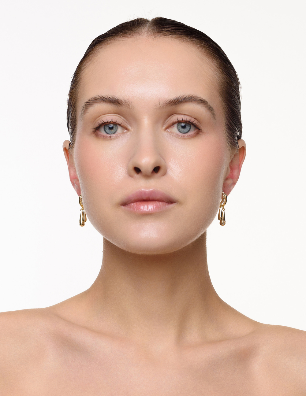 Серьги "Double Drops Crystal" Gold