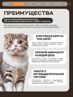 Корм сухой для взрослых стерилизованных кошек породы Шотландская вислоухая, полнорационный комплекс, с индейкой, 2 кг, QUATTRO