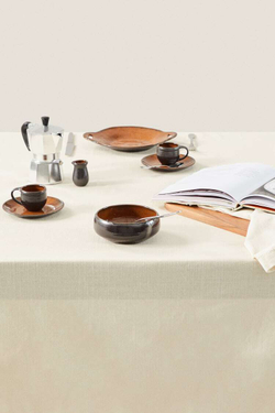 ZARA HOME ХЛОПЧАТОБУМАЖНАЯ СКАТЕРТЬ С ОТСТРОЧКОЙ, ЭКРЮ