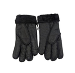 Женские Меховые Перчатки Ugg Черные Кожаные (04)