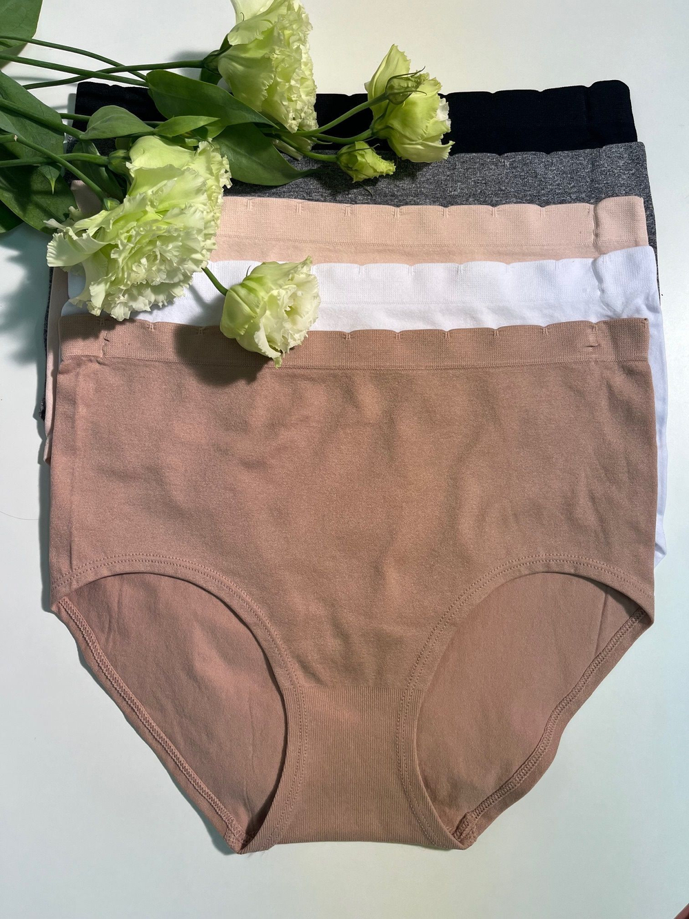 Набор из 5 высоких бесшовных гладких трусиков (Размер: 3X) (Цвет: разноцветный)