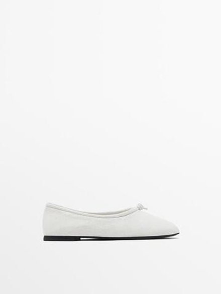 Massimo Dutti Балетки с узлом, белый