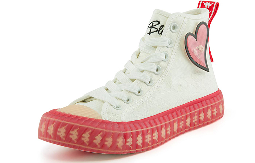 Kappa Slip Resistant Abrasion Resistant High top Canvas Shoes Women"s Pink White